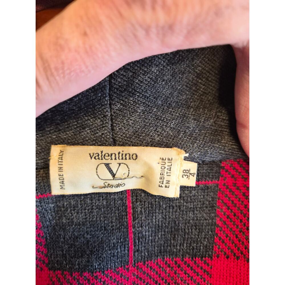 Vintage Valentino Plaid Wool Cardigan Jacket Italy 38 - Picture 6 of 7